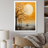 Yellow Old Carriage Cart Melody - Old American Cart Canvas Wall Art