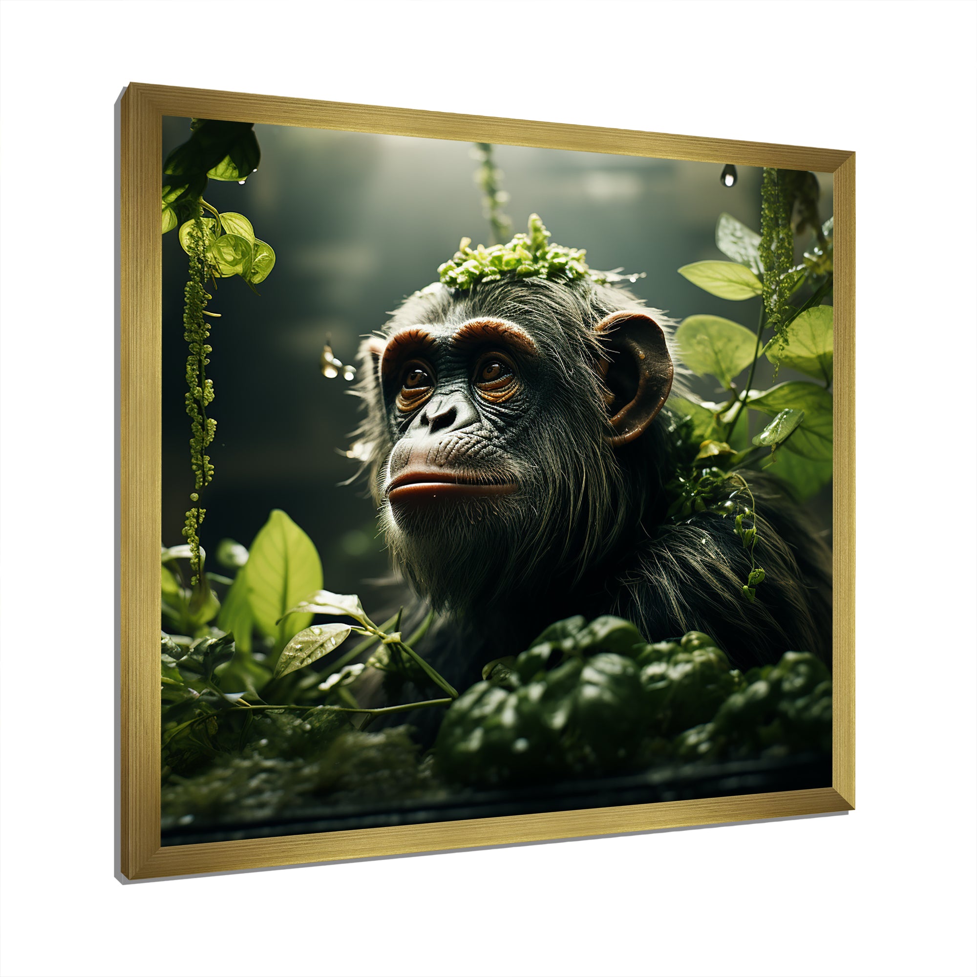 Photo Of Orangutan In Rainforest - Orangutan Framed Canvas Art