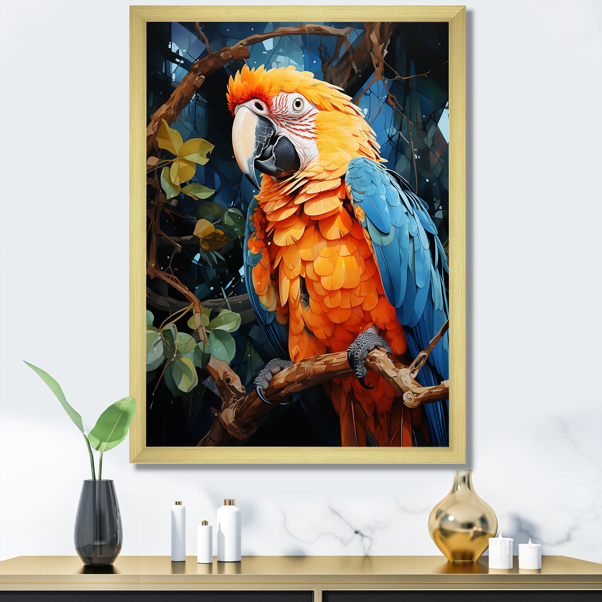Yellow And Blue Parrot Paradise - Parrot Wall Art Prints