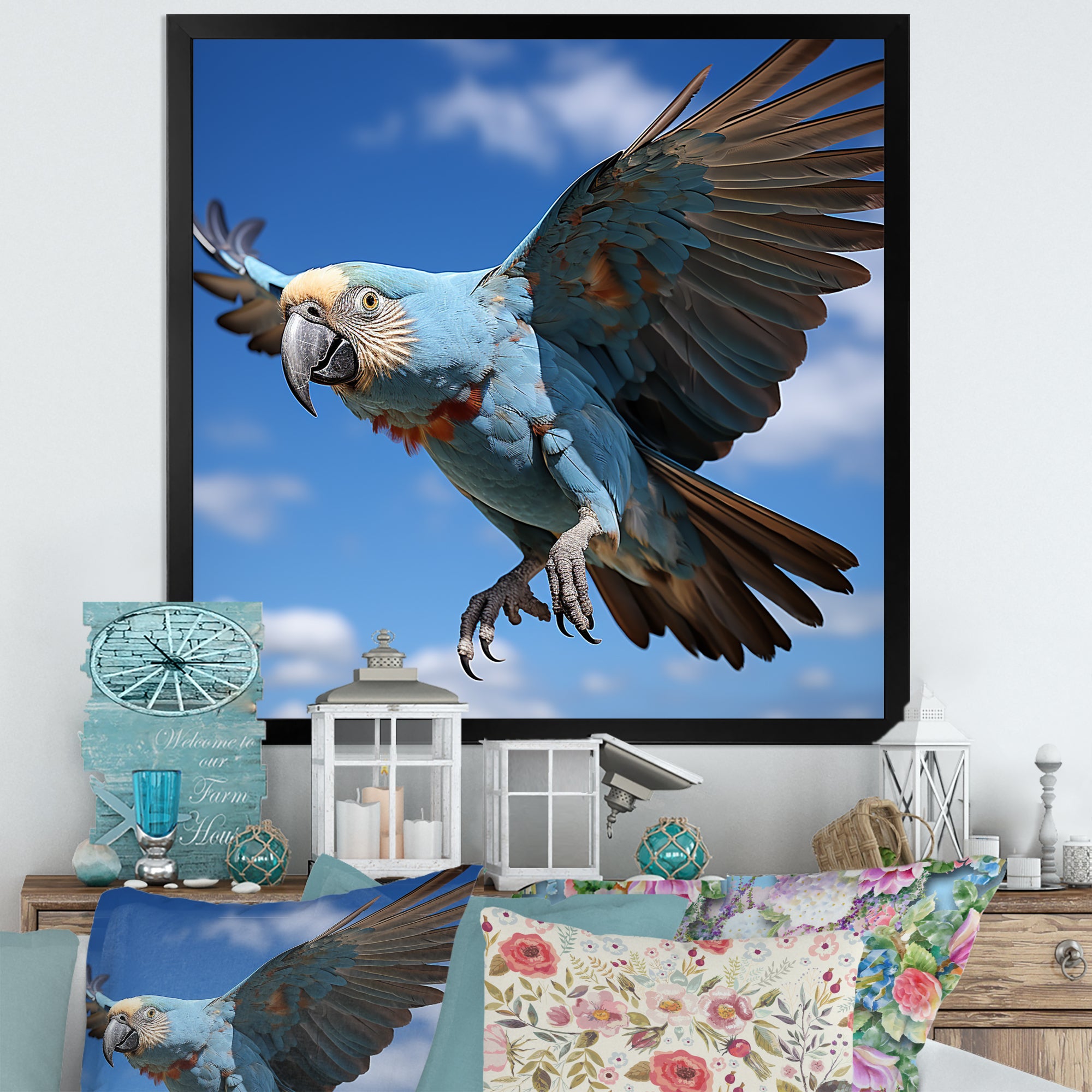 Parrots Wings Of Beauty - Parrot Framed Canvas Art