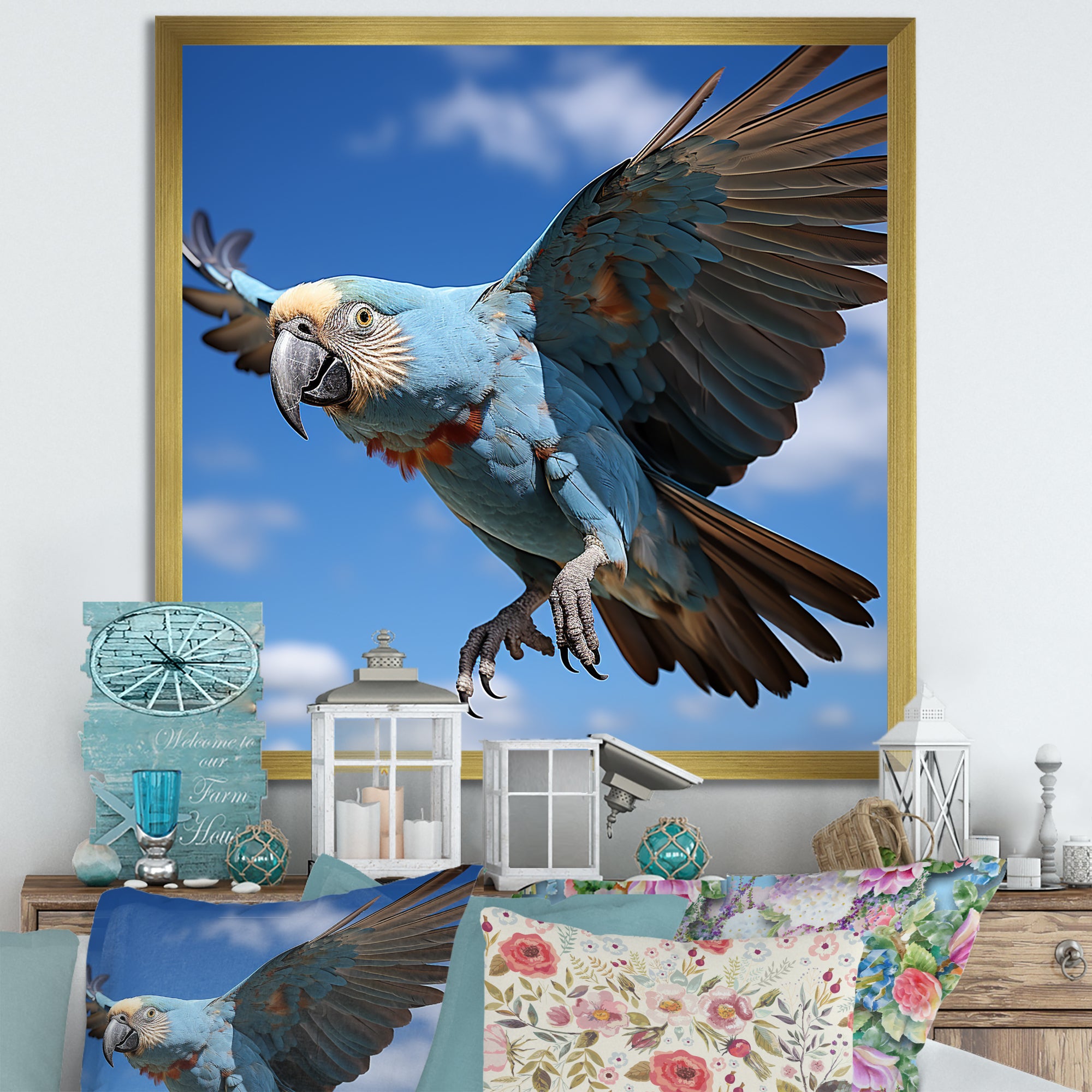 Parrots Wings Of Beauty - Parrot Framed Canvas Art