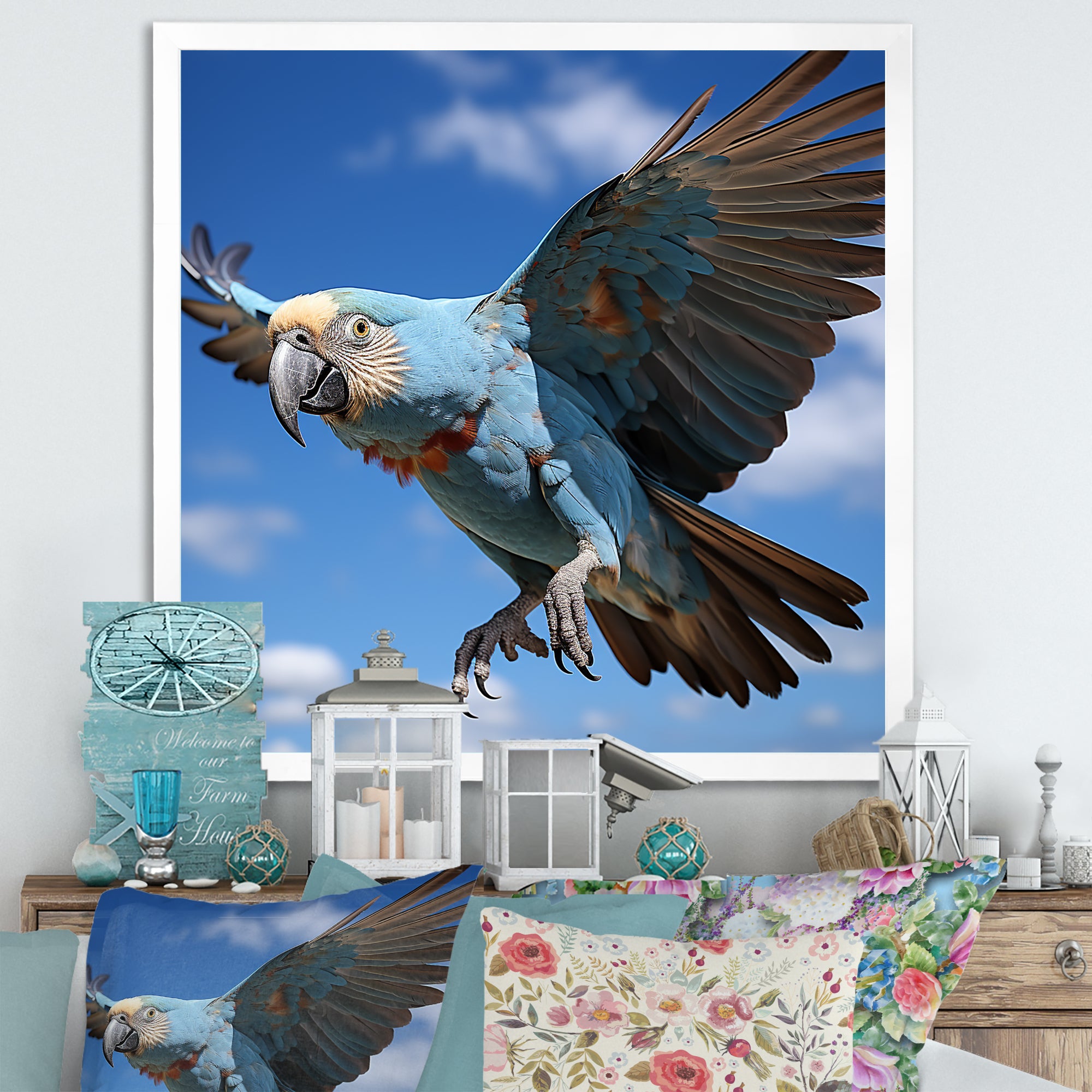 Parrots Wings Of Beauty - Parrot Framed Canvas Art