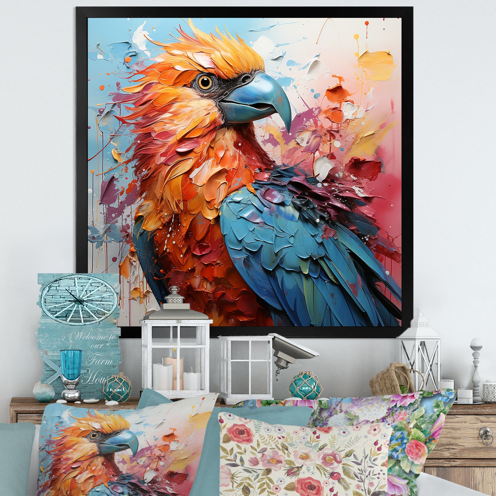 Parrots Colorful Encounters - Parrot Bedroom Wall Art