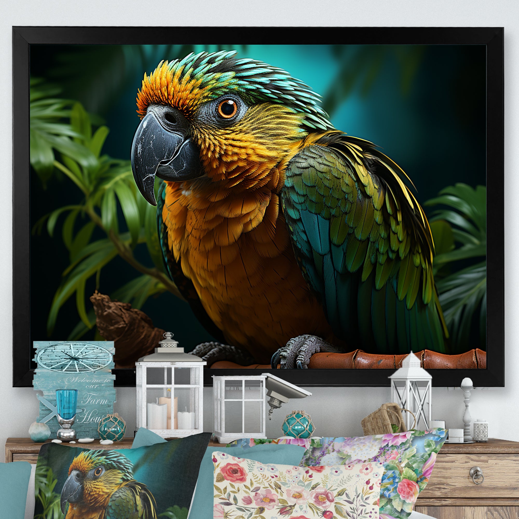Parrots Emerald Magical Melodies - Parrot Wall Art Prints