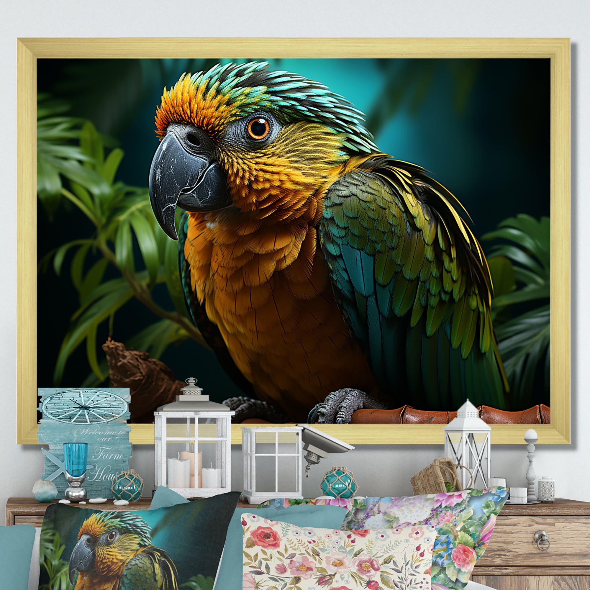 Parrots Emerald Magical Melodies - Parrot Wall Art Prints