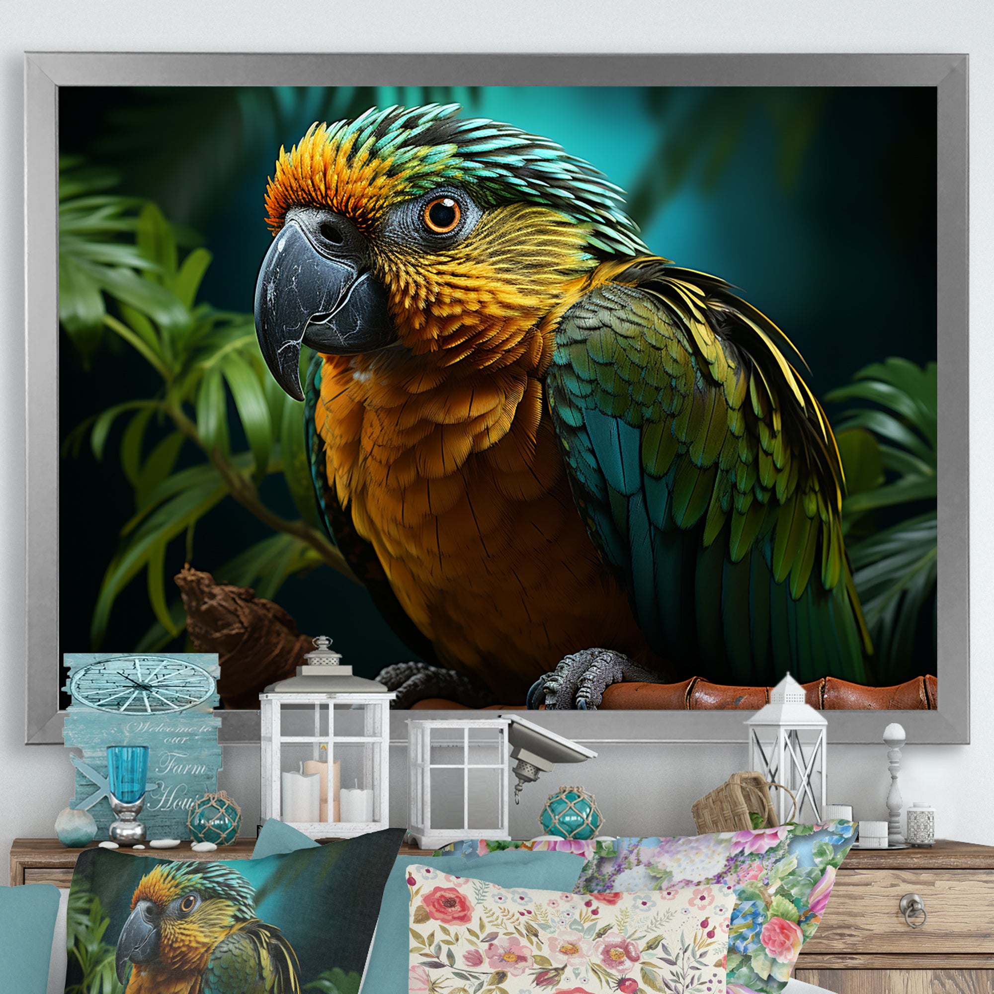 Parrots Emerald Magical Melodies - Parrot Wall Art Prints