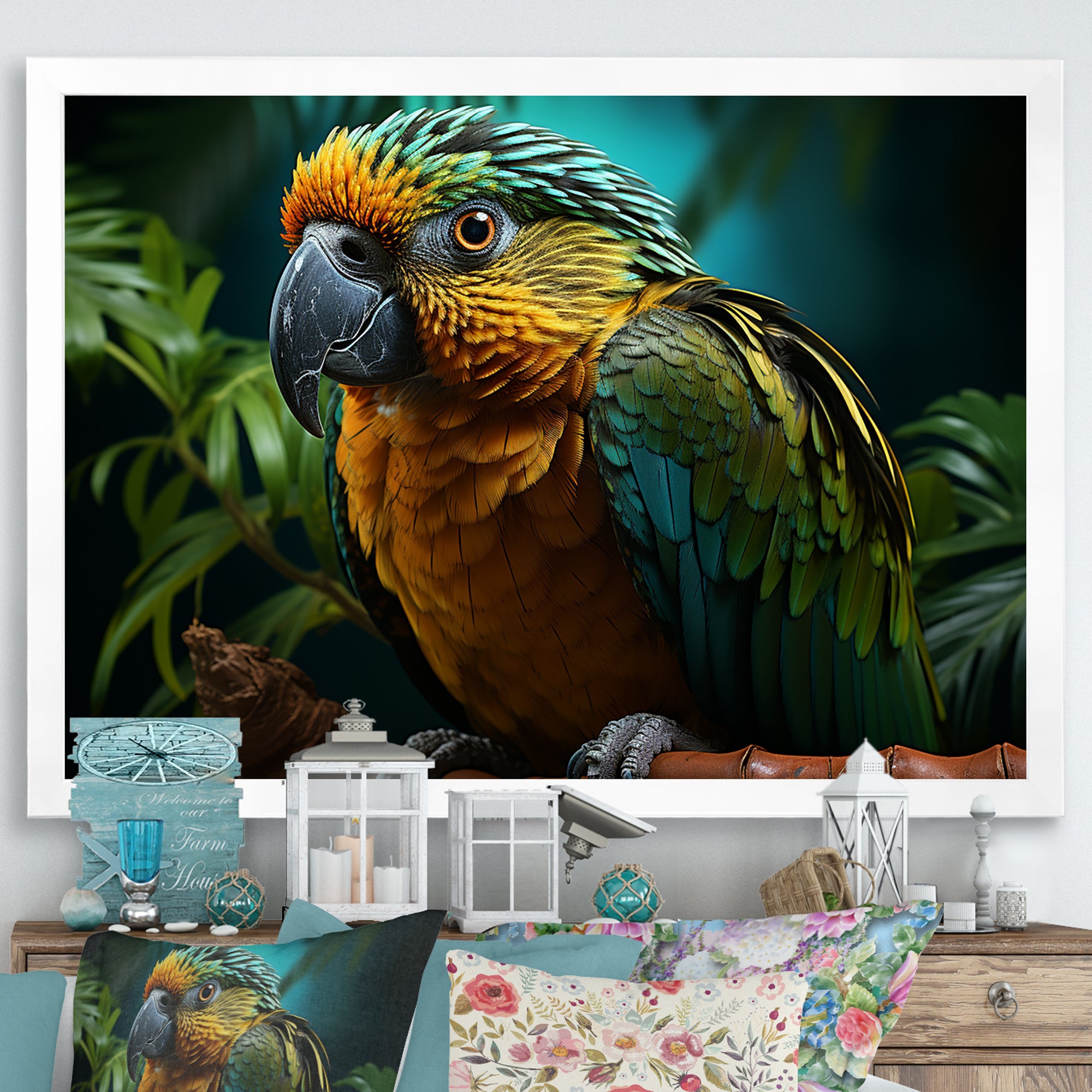 Parrots Emerald Magical Melodies - Parrot Wall Art Prints