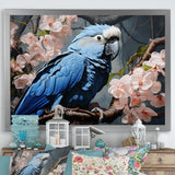 Ephemeral Plumage Charisma - Blue Parrot Wall Art