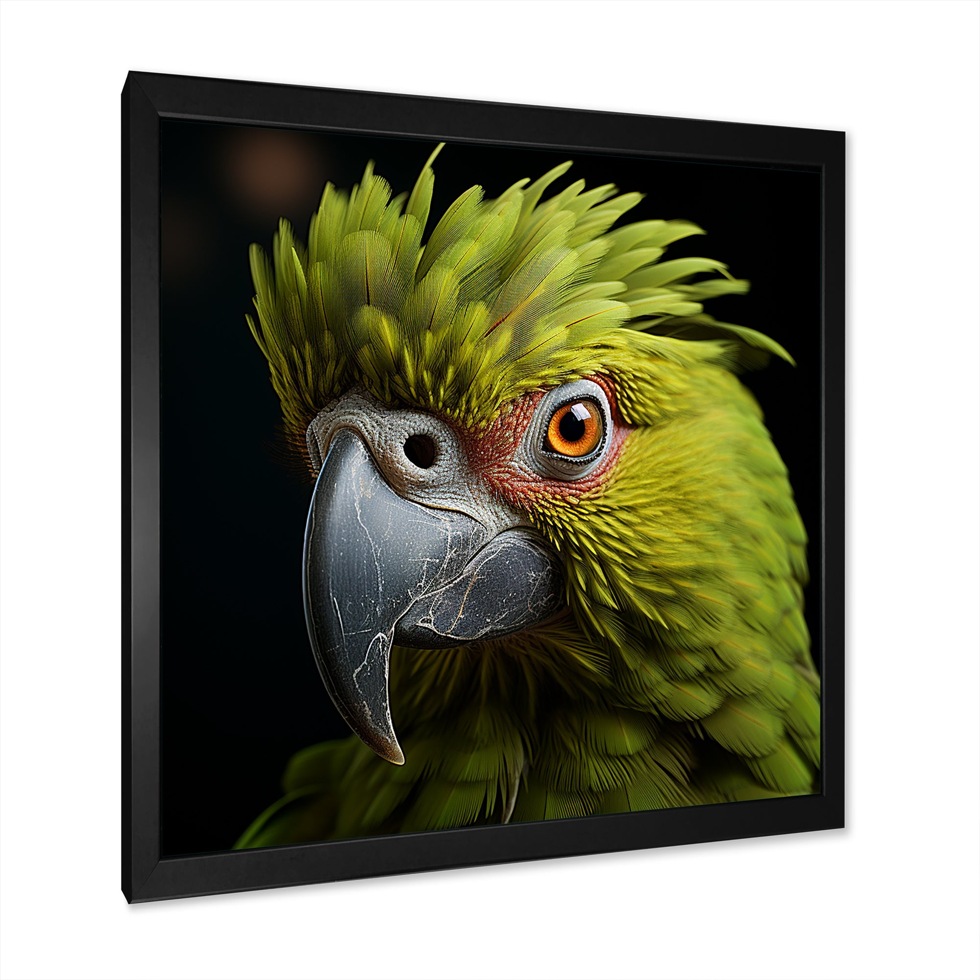 Green Eternal Feathered Vibrance - Parrot Framed Canvas Art