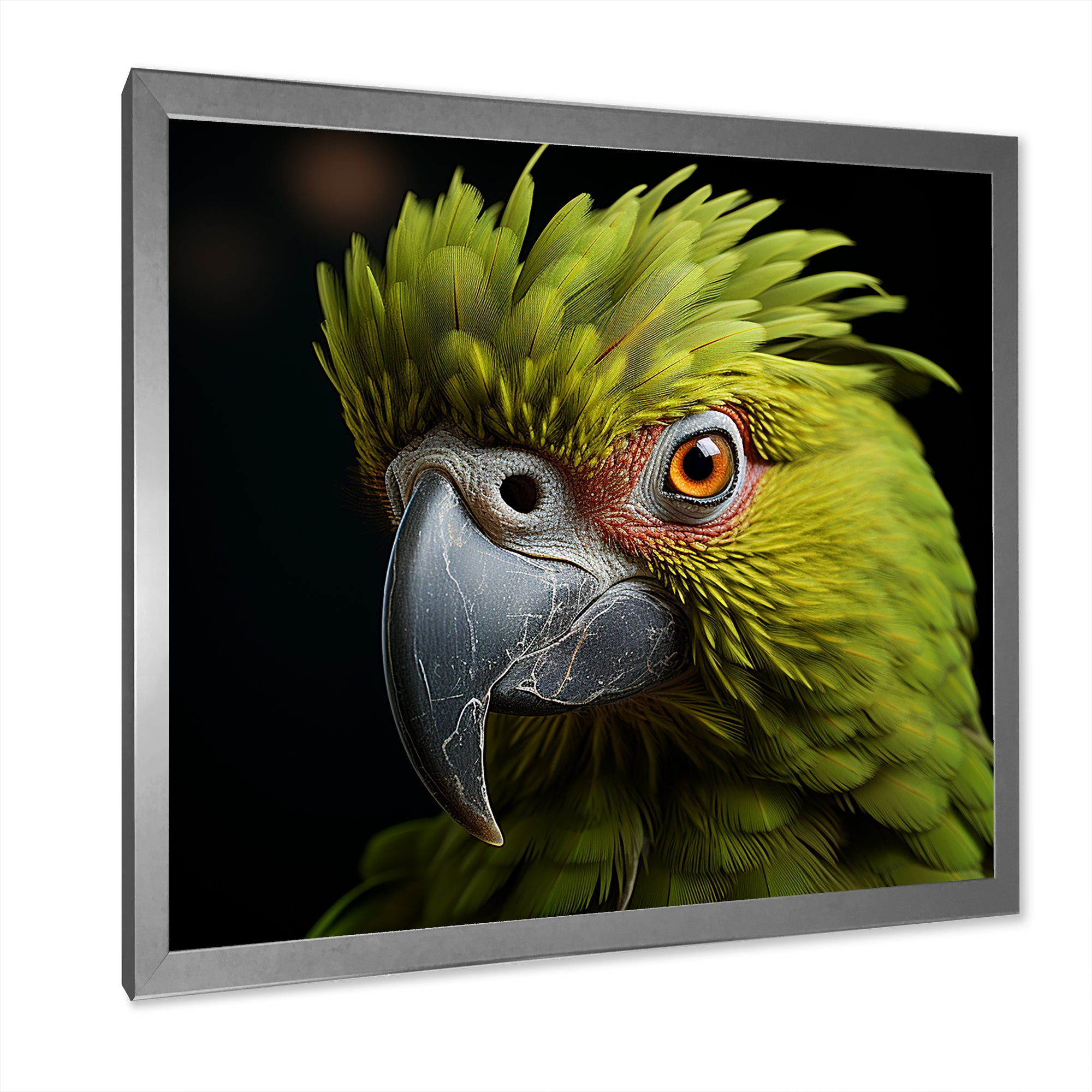 Green Eternal Feathered Vibrance - Parrot Framed Canvas Art