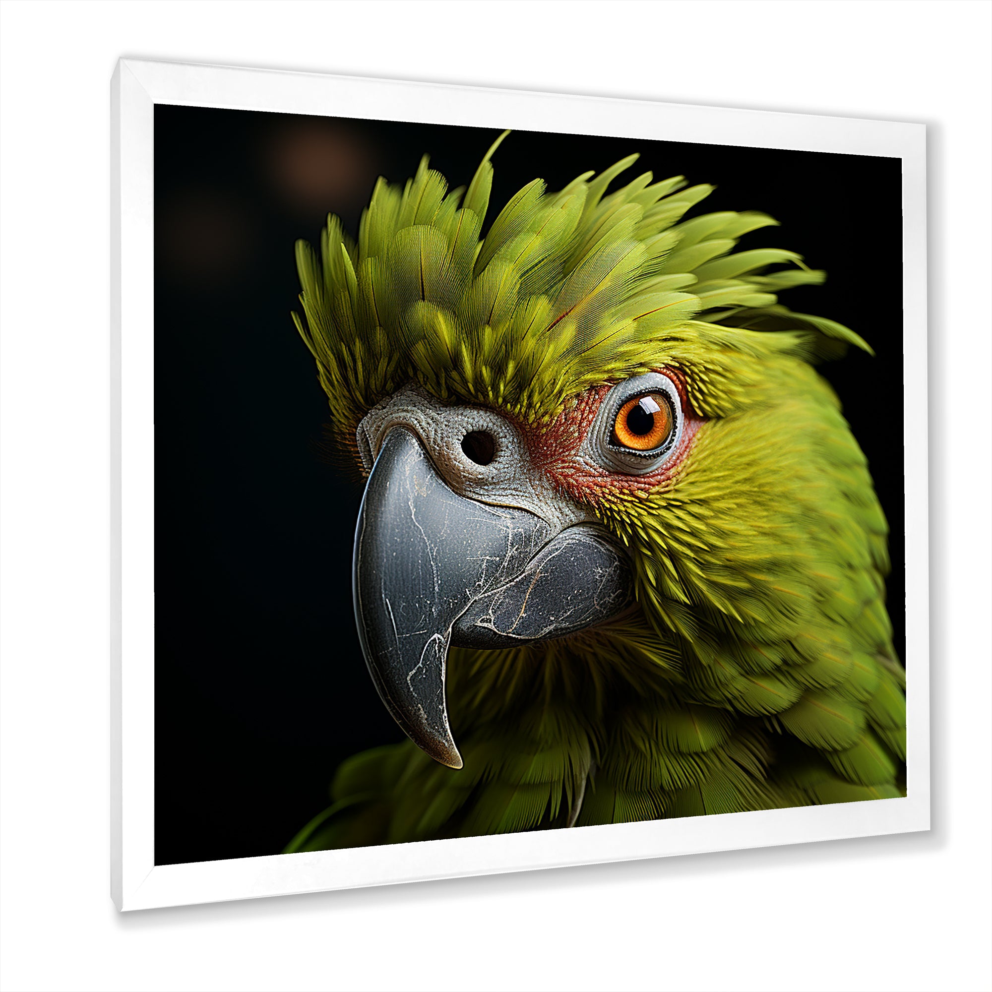 Green Eternal Feathered Vibrance - Parrot Framed Canvas Art