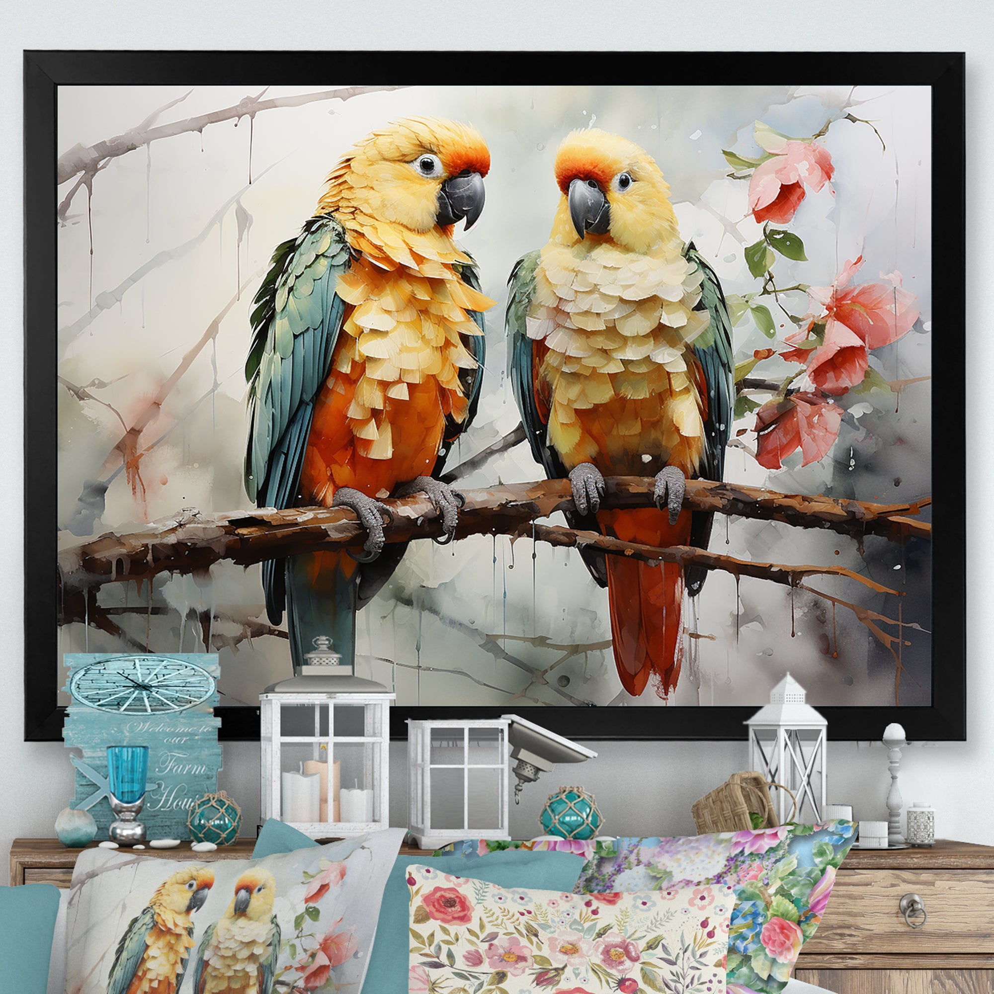 Parrots Ethereal Encounters - Parrot Large Canvas Wall Art