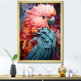 Pink And Blue Feathers Of Harmony Elegance - Parrot Living Room Wall Art