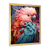 Pink And Blue Feathers Of Harmony Elegance - Parrot Living Room Wall Art