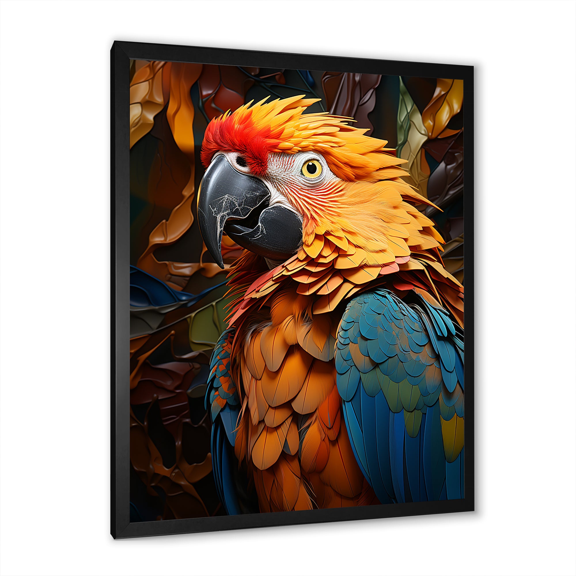 Yellow Parrots Golden Conversations - Parrot Bedroom Wall Art