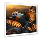 Blue Parrots Sunset Golden Flight - Parrot Wall Decor