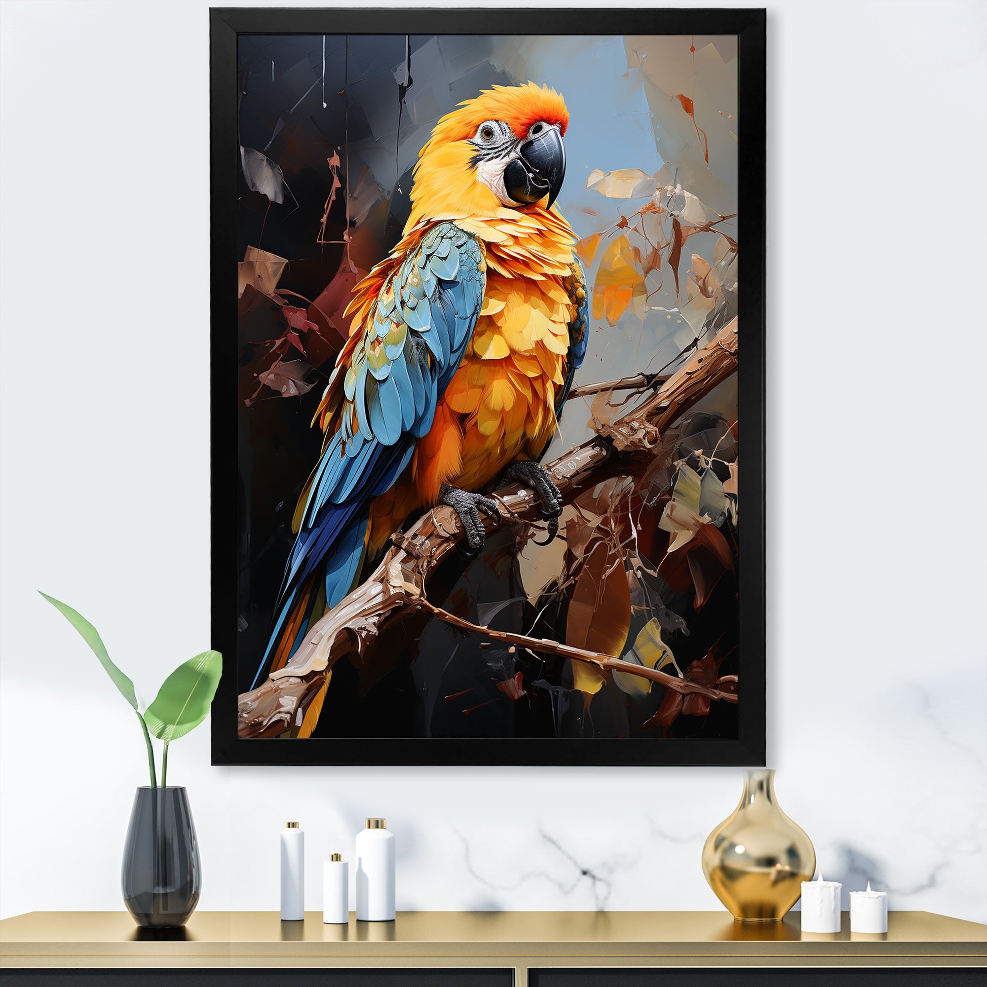 Blue And Yellow Golden Guardians - Parrot Wall Art Prints