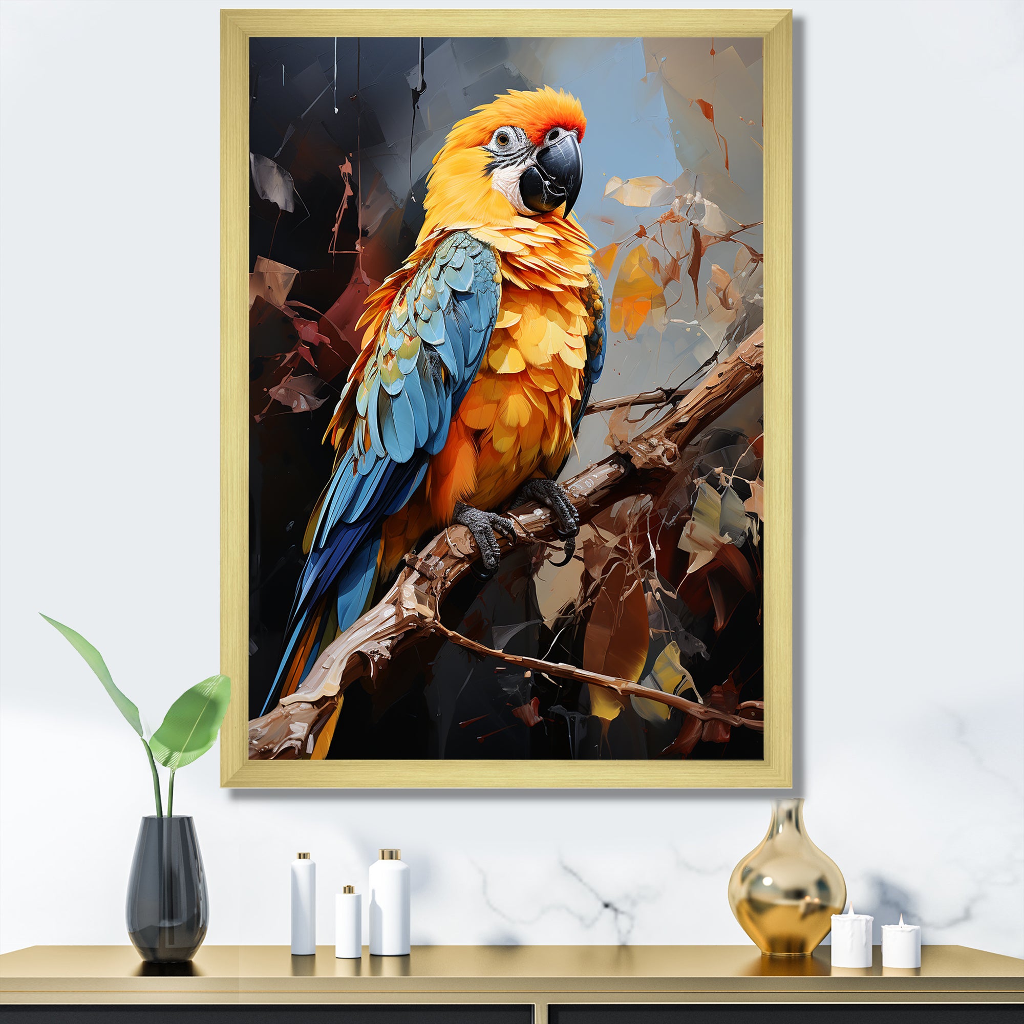 Blue And Yellow Golden Guardians - Parrot Wall Art Prints