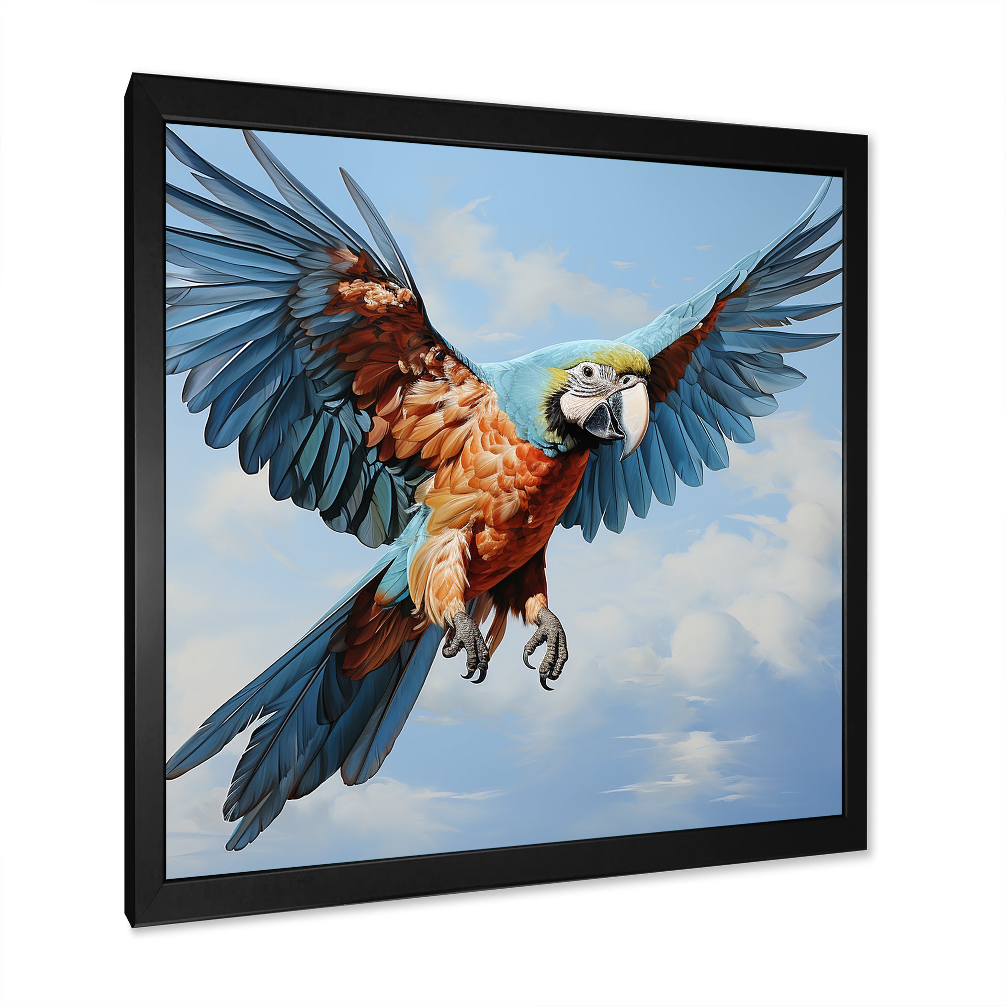Parrots Harmony In Flight Elegance - Blue Parrot Wall Art