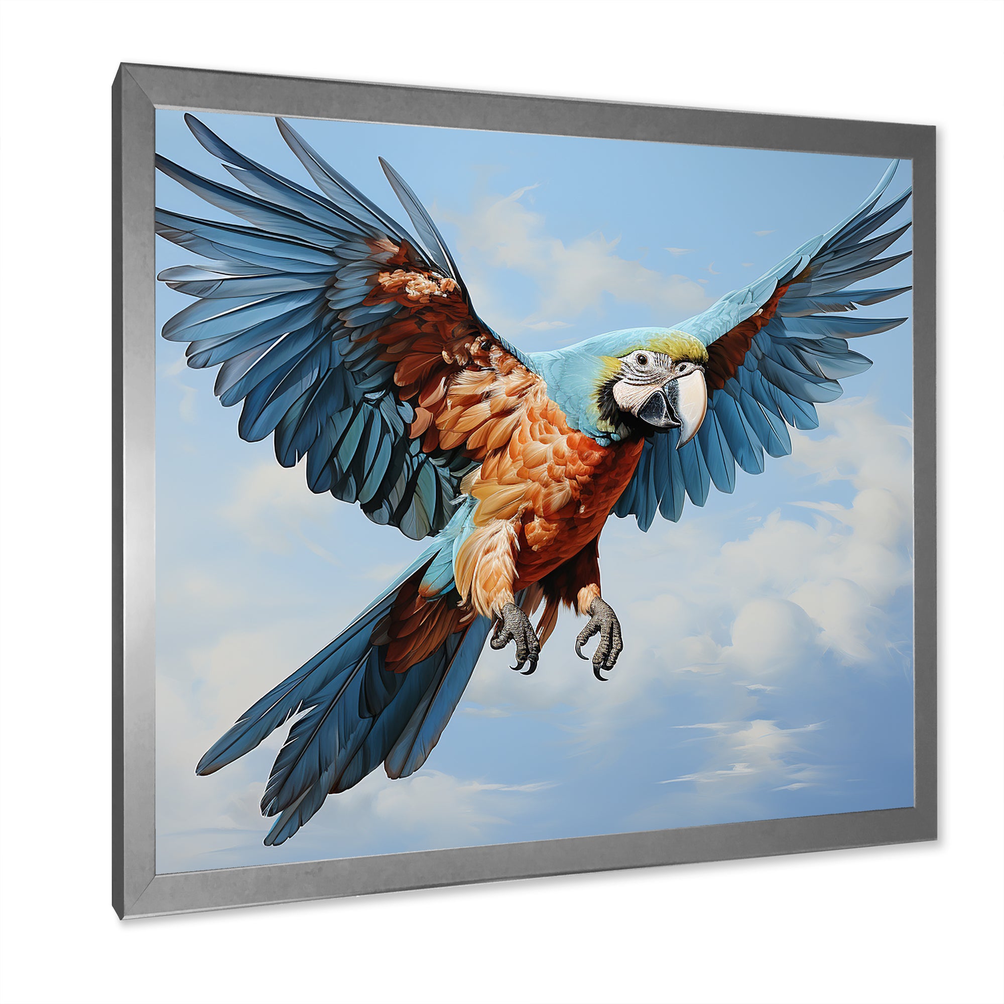 Parrots Harmony In Flight Elegance - Blue Parrot Wall Art