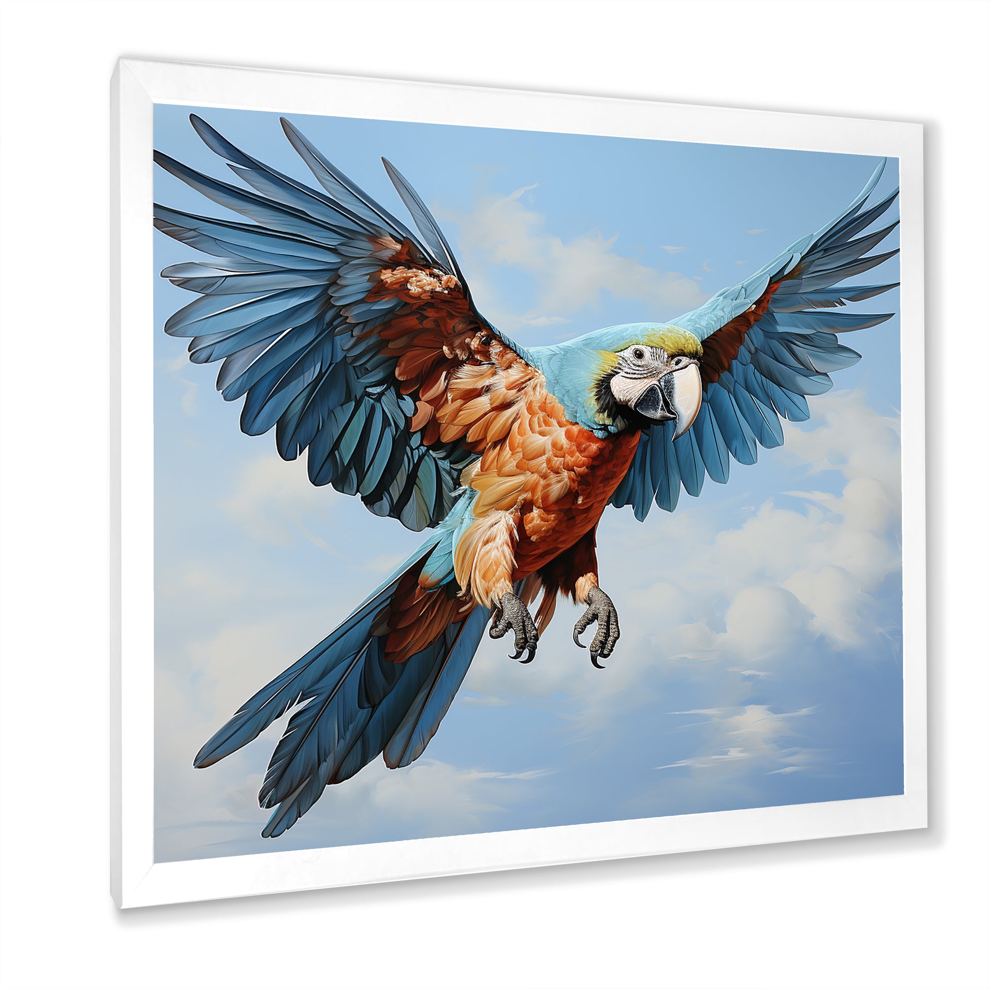 Parrots Harmony In Flight Elegance - Blue Parrot Wall Art