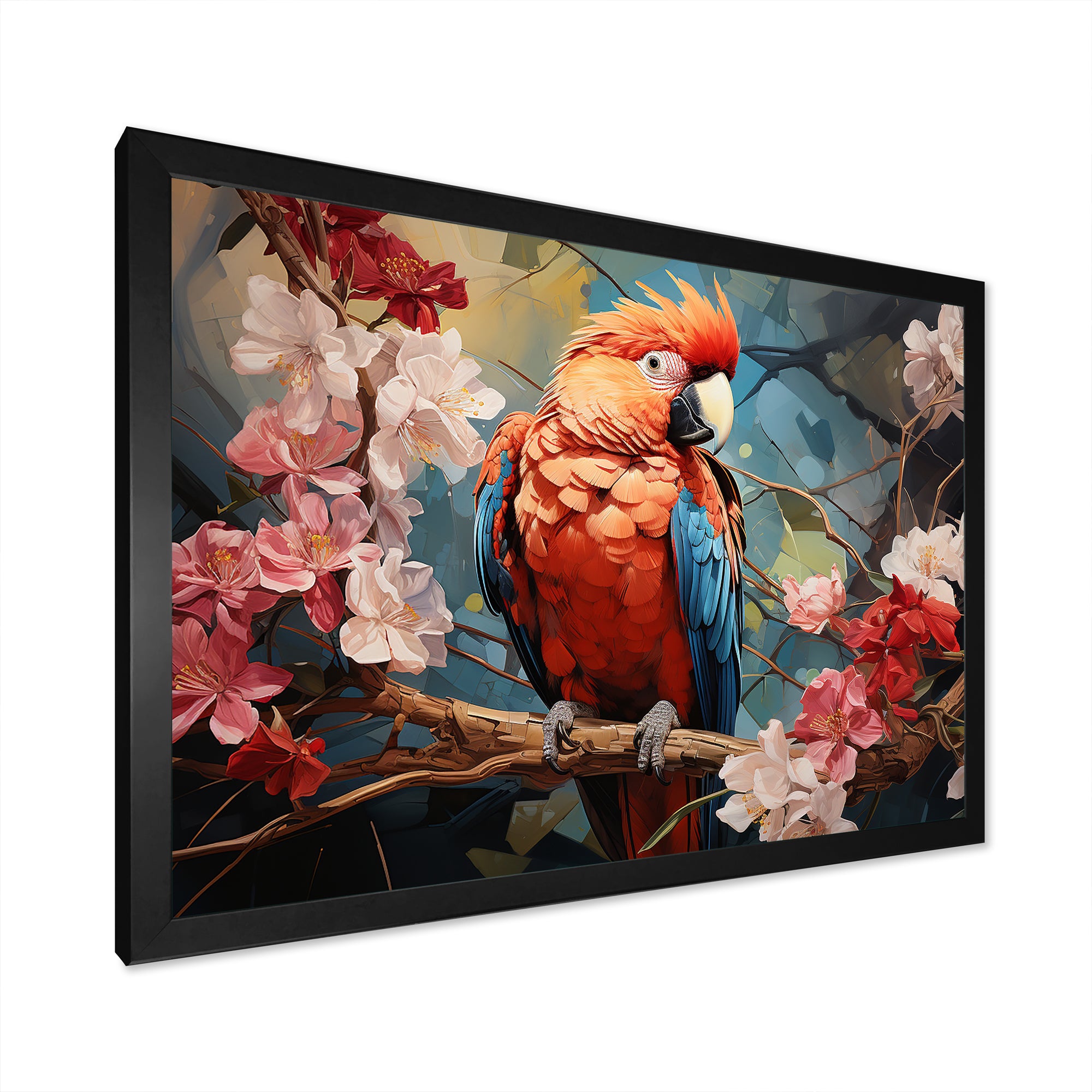 Parrots Harmony In Red - Parrot Framed Canvas Art