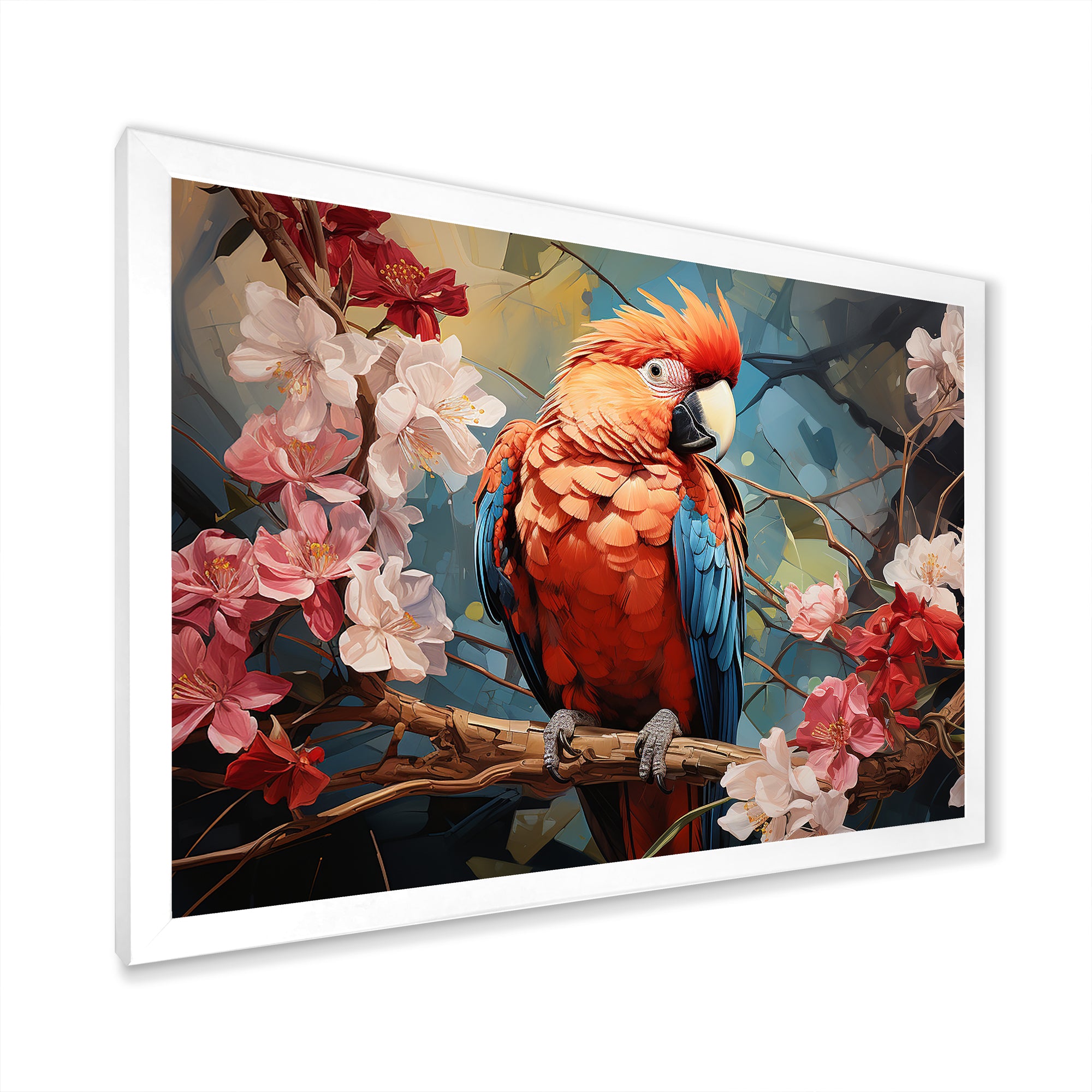Parrots Harmony In Red - Parrot Framed Canvas Art