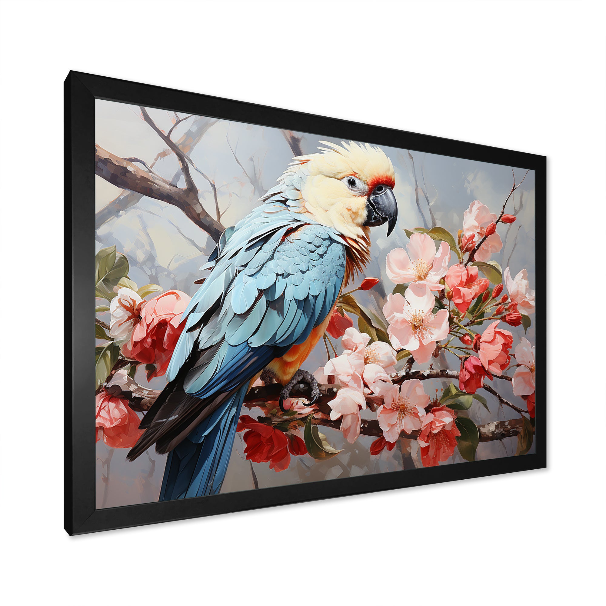 Blue Parrots Exotic Feathered Grace - Parrot Home Decor Art