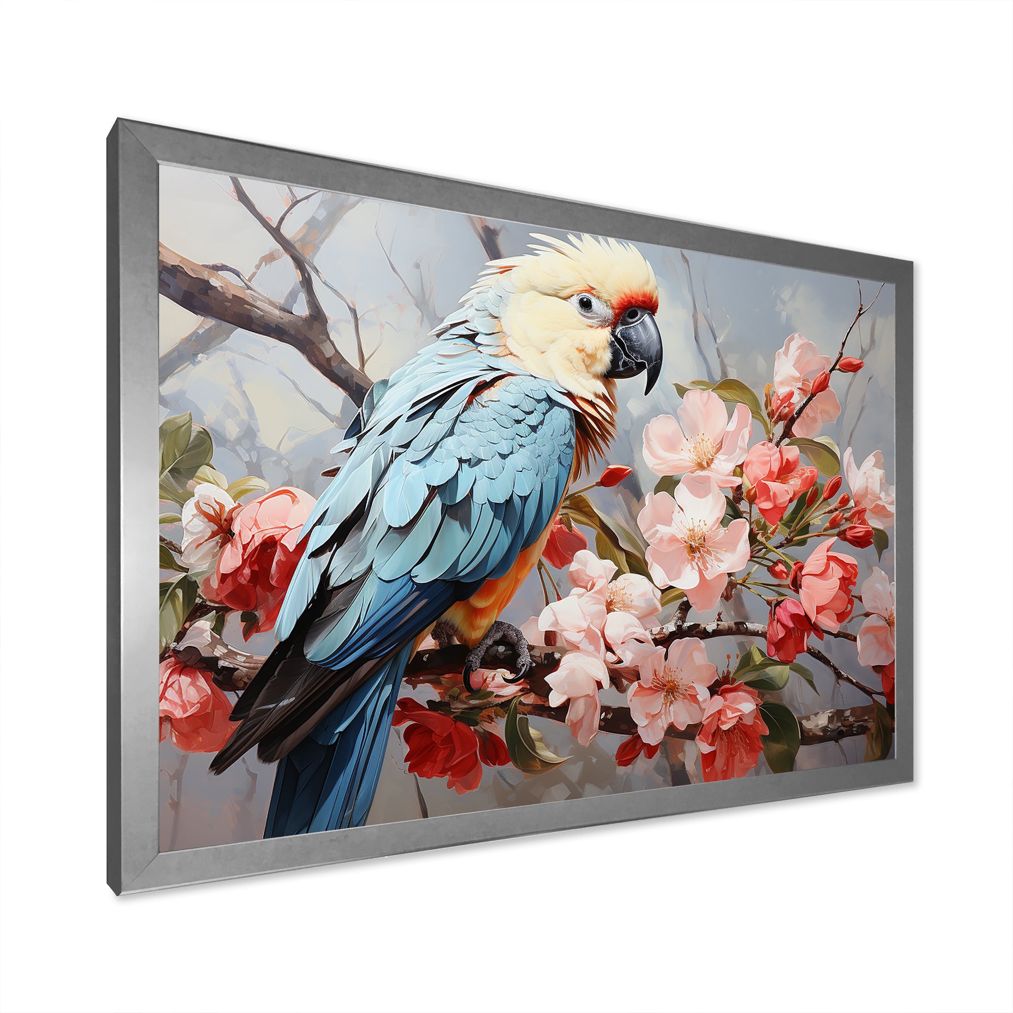 Blue Parrots Exotic Feathered Grace - Parrot Home Decor Art
