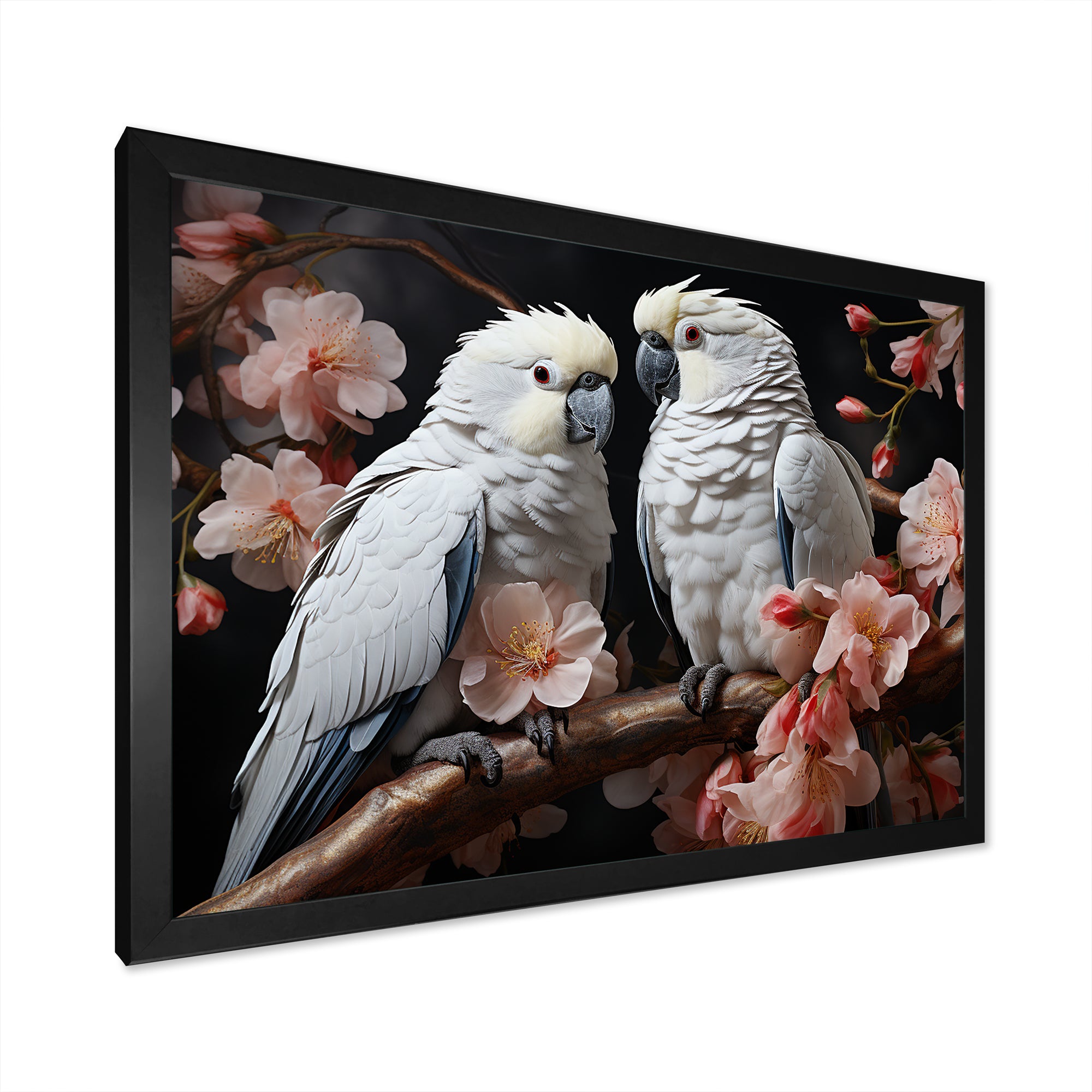White Parrots Jungle Harmonics - Parrot Bedroom Wall Art