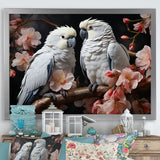 White Parrots Jungle Harmonics - Parrot Bedroom Wall Art