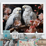 White Parrots Jungle Harmonics - Parrot Bedroom Wall Art