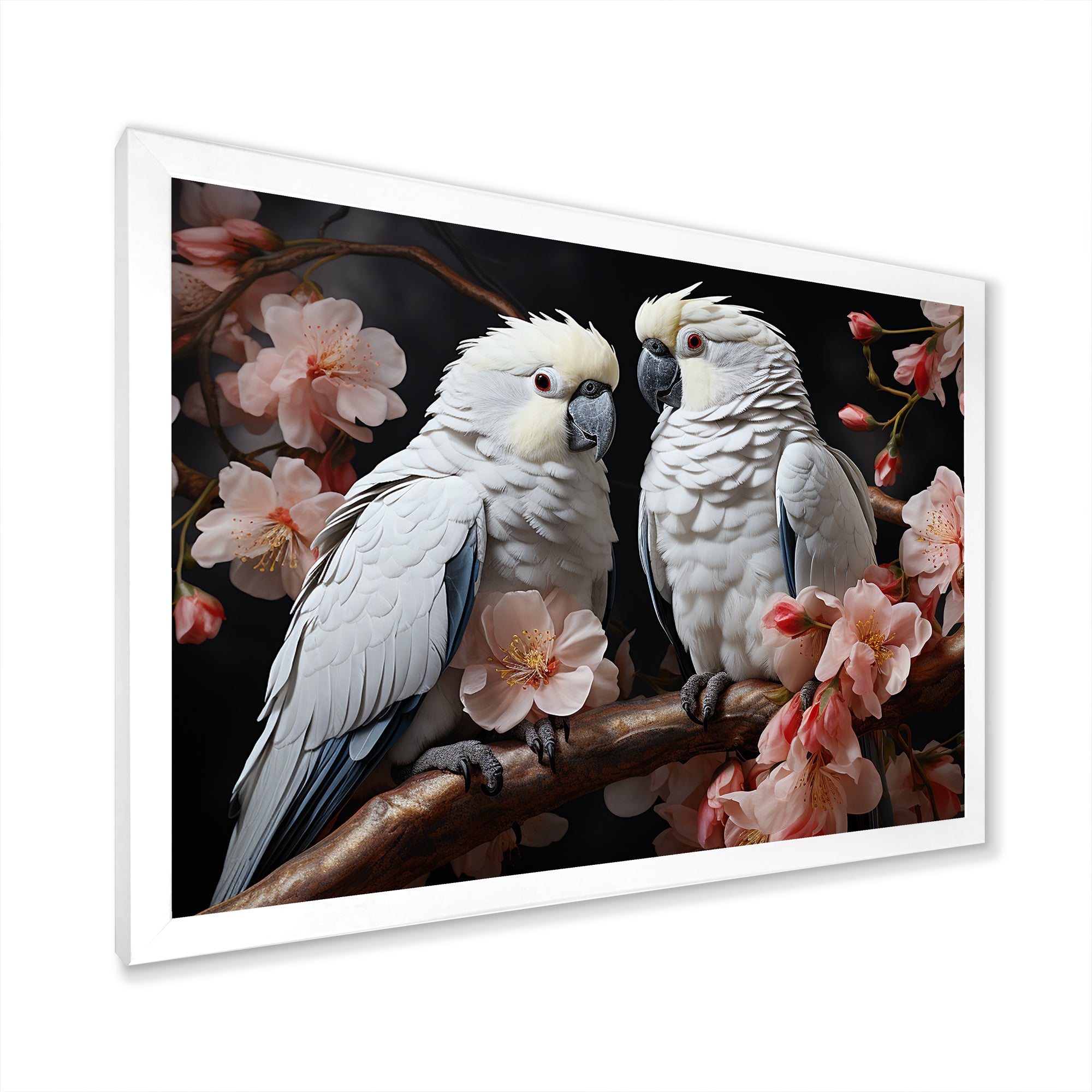 White Parrots Jungle Harmonics - Parrot Bedroom Wall Art
