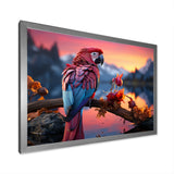Red And Blue Parrots Radiant Plumage Sunset - Red Parrot Wall Art