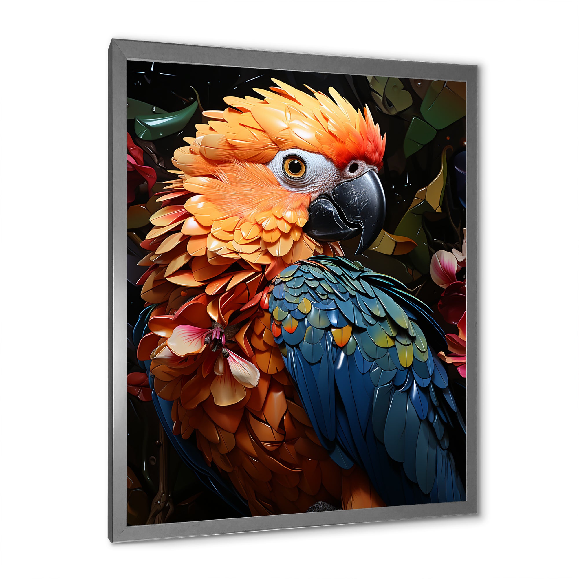 Blue And Orange Vibrant Parrot Paradox - Parrot Canvas Wall Art
