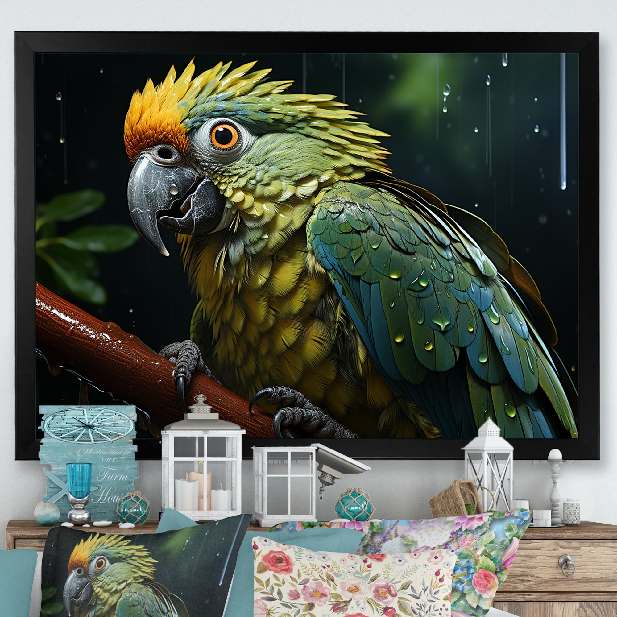 Green And Yellow Parrots Rainforest Chorus - Parrot Wall Art Prints