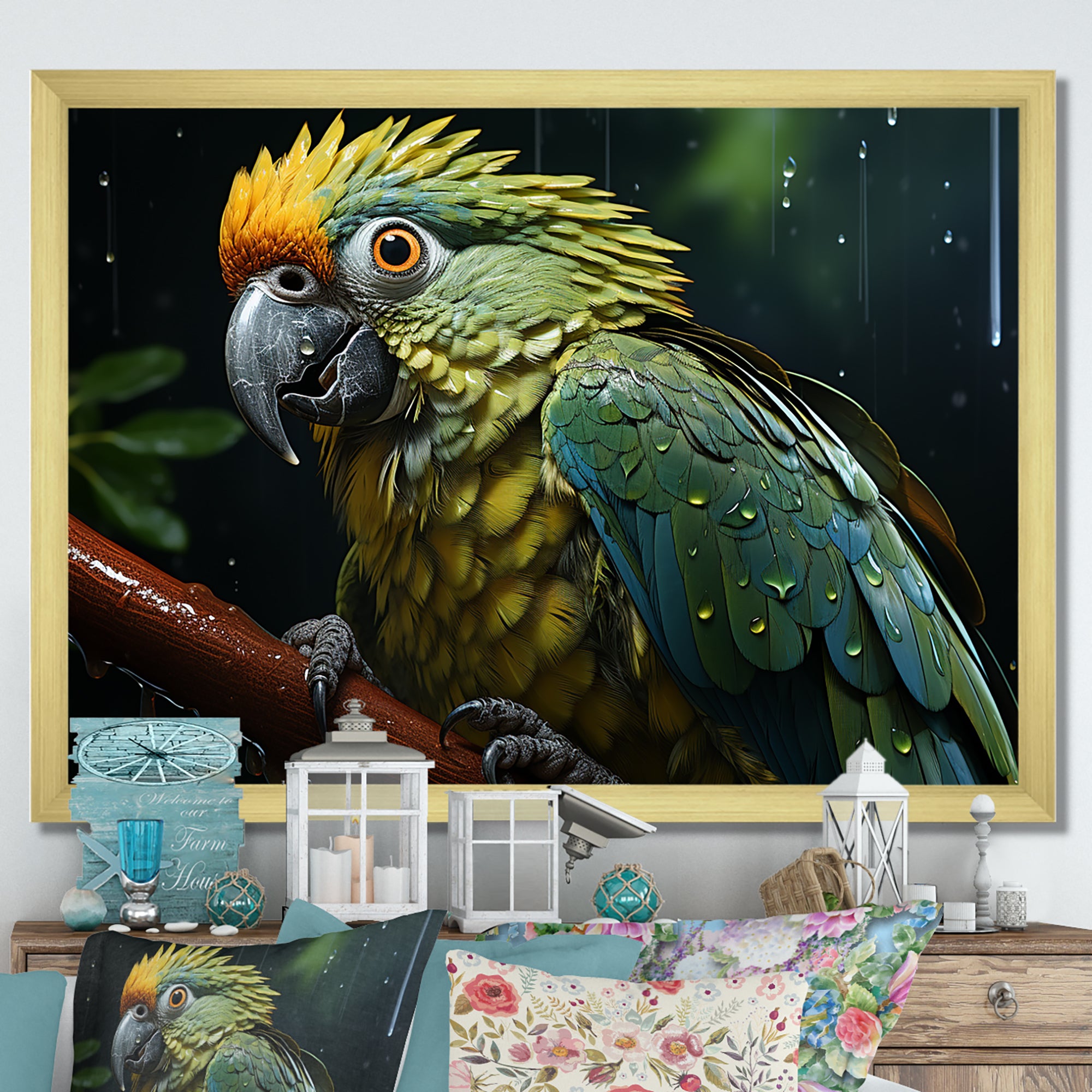 Green And Yellow Parrots Rainforest Chorus - Parrot Wall Art Prints