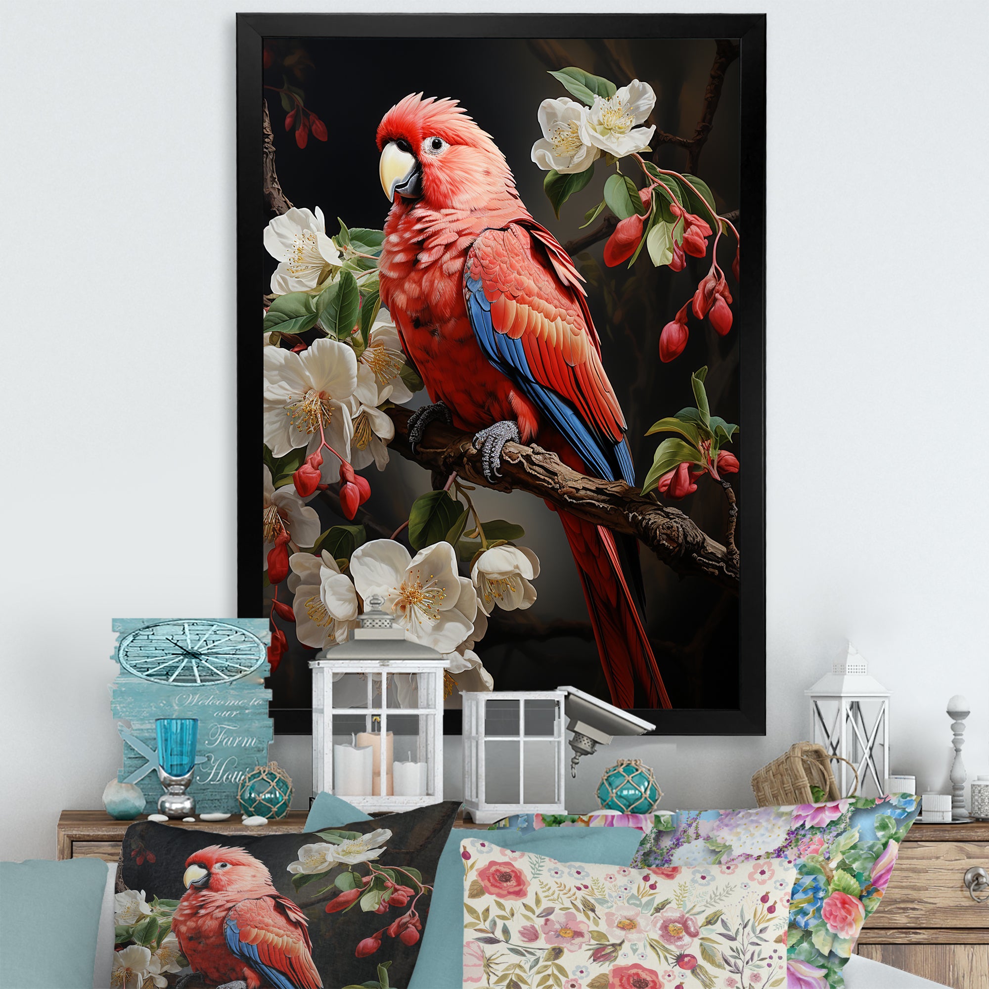 Red Parrot S Lively Radiance - Red Parrot Wall Art