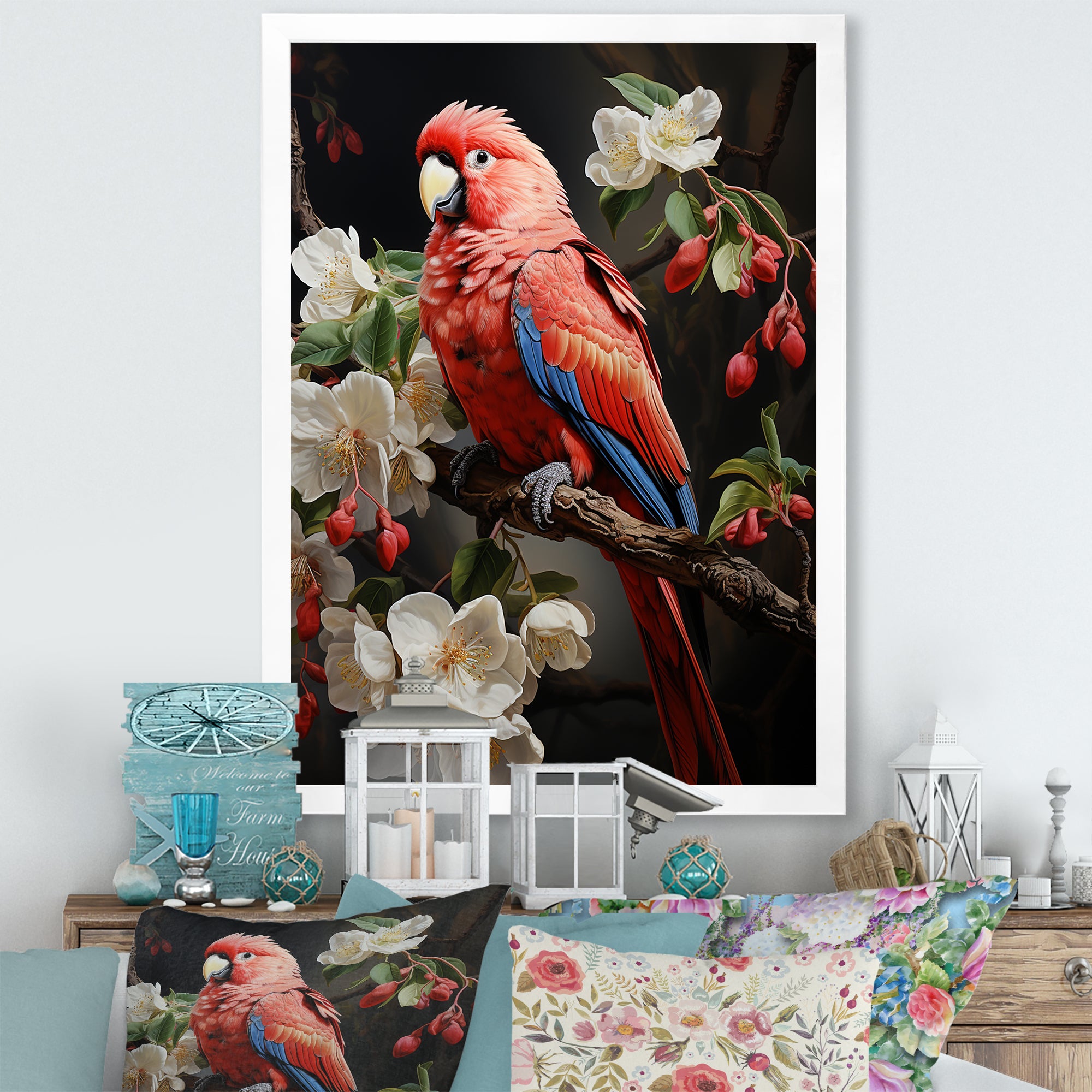 Red Parrot S Lively Radiance - Red Parrot Wall Art