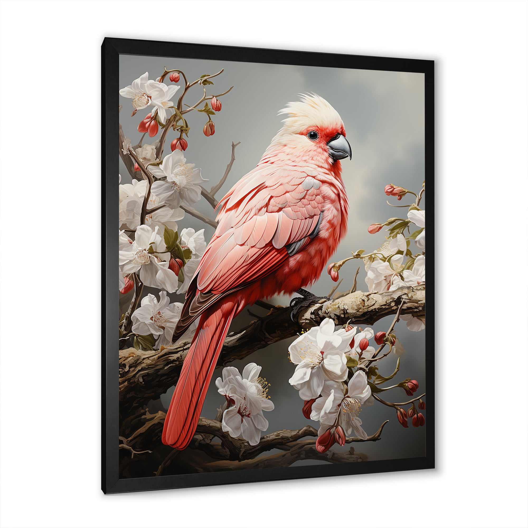 Chirping Red Cardinal Serenade - Bird Framed Canvas Art