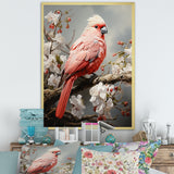 Chirping Red Cardinal Serenade - Bird Framed Canvas Art