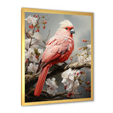 Chirping Red Cardinal Serenade - Bird Framed Canvas Art