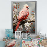 Chirping Red Cardinal Serenade - Bird Framed Canvas Art