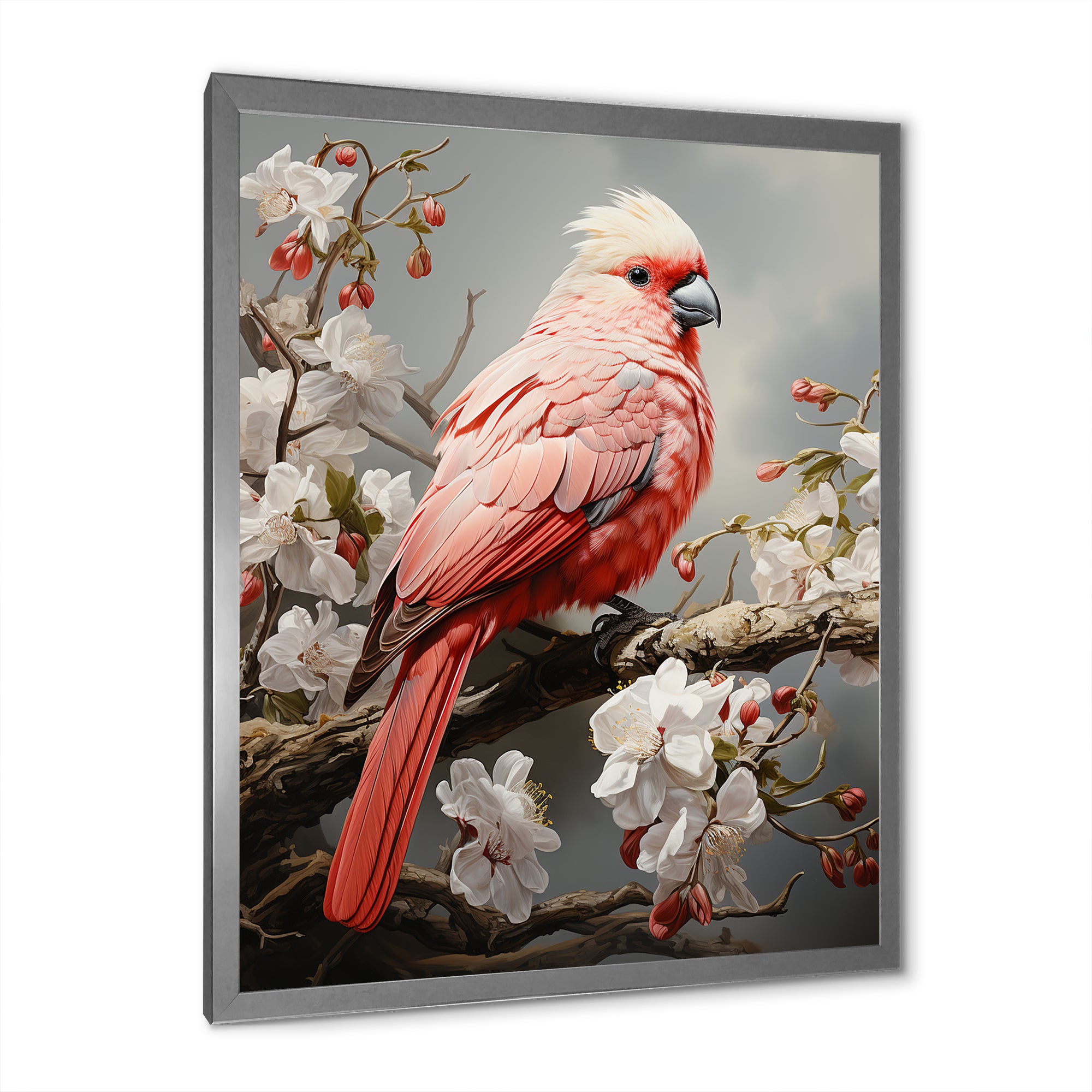 Chirping Red Cardinal Serenade - Bird Framed Canvas Art