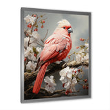 Chirping Red Cardinal Serenade - Bird Framed Canvas Art