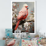 Chirping Red Cardinal Serenade - Bird Framed Canvas Art