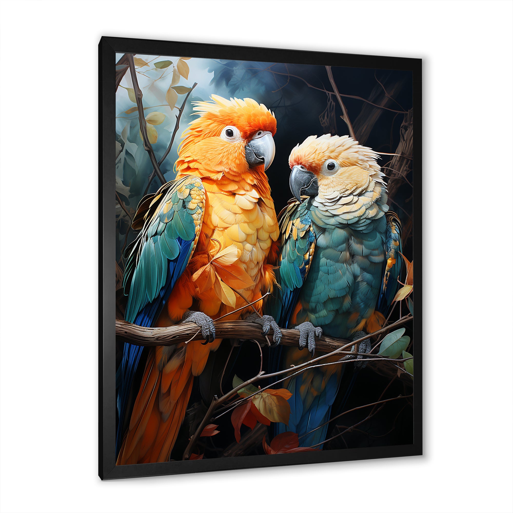 Yellow And Teal Parrot S Lively Radiance - Parrot Large Canvas Wall Art