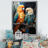 Yellow And Teal Parrot S Lively Radiance - Parrot Large Canvas Wall Art