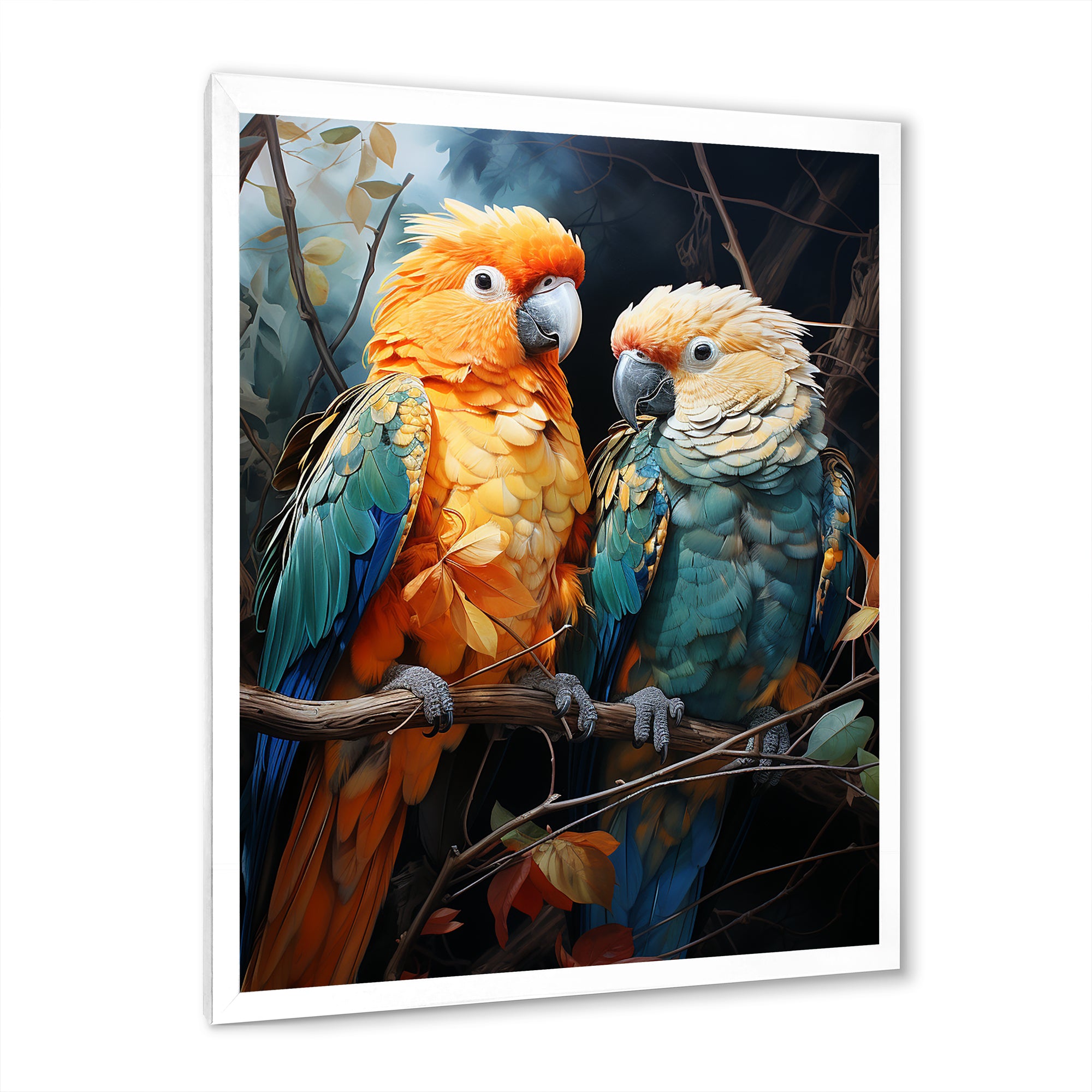 Yellow And Teal Parrot S Lively Radiance - Parrot Large Canvas Wall Art