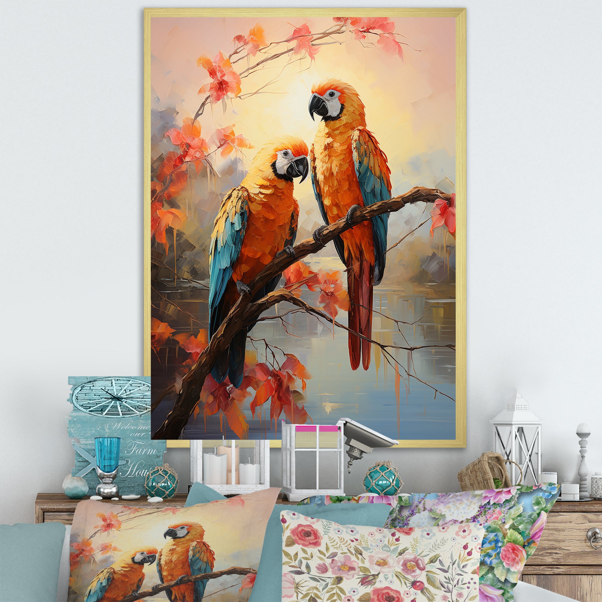 Parrots Sunset Serenade - Parrot Wall Decor